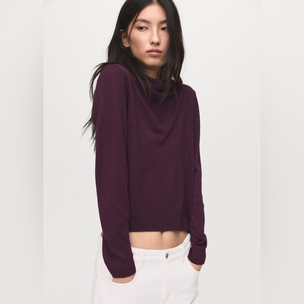 Mango Deep Purple Cowl Neck Sweater